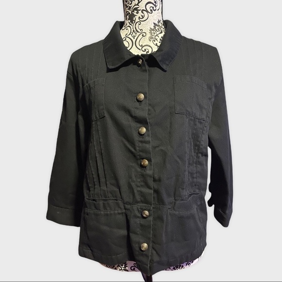 BRUNSWICK Square black lightweight button up jacket
size petite large - Picture 1 of 9